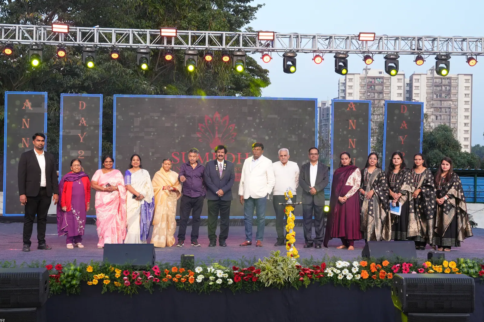 Guests and dignitaries on stage at the Annual Day celebration