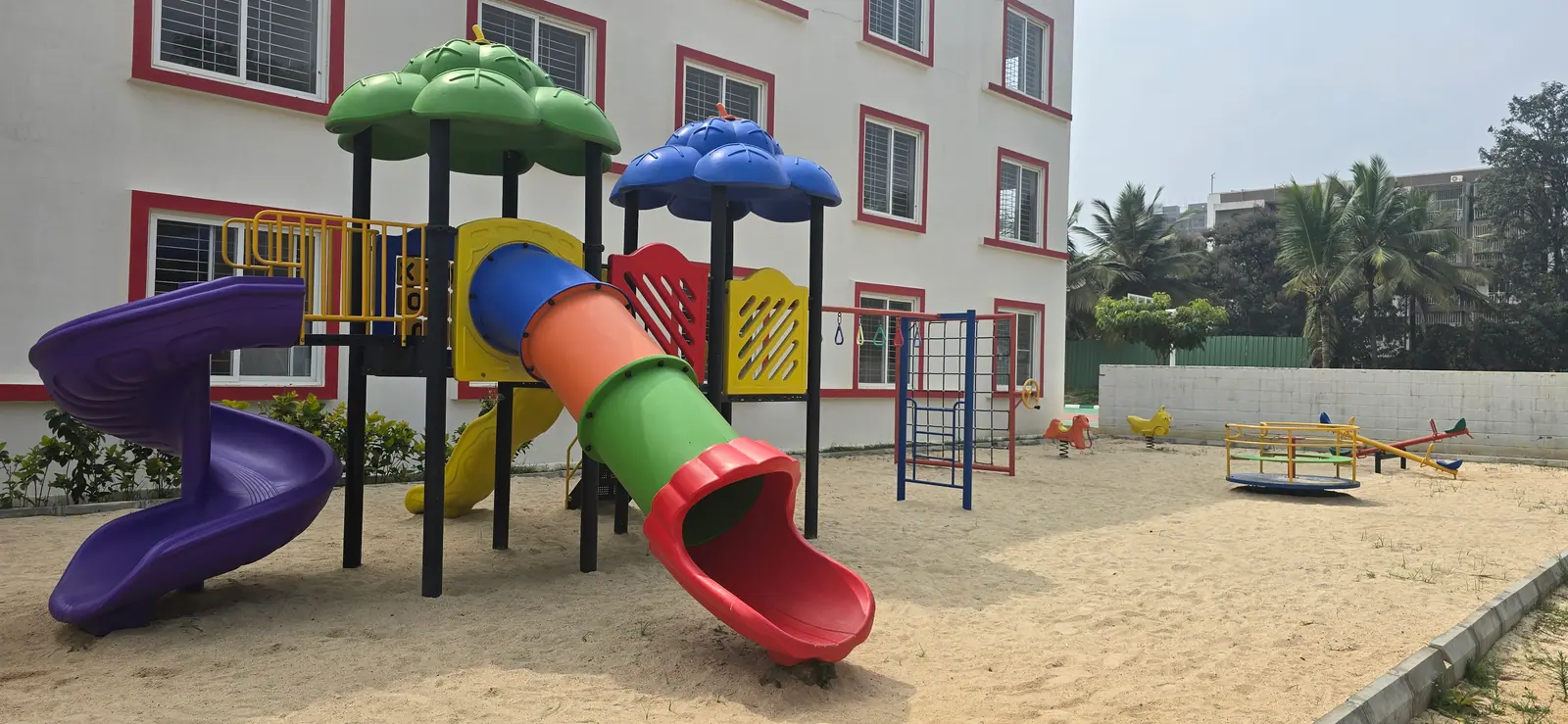 Colourful slides in the children's play area